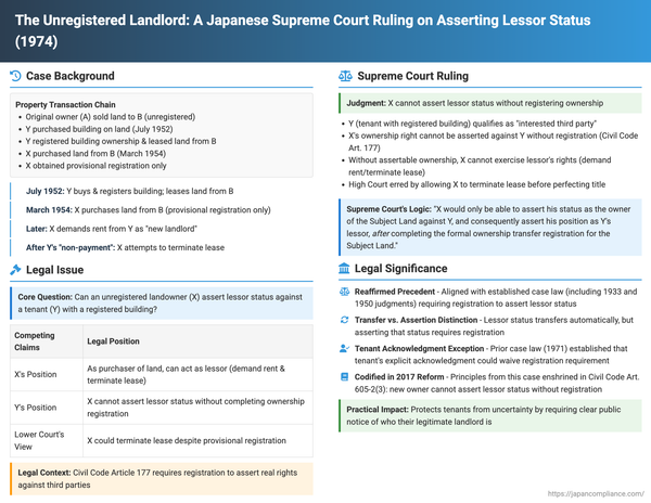 The Unregistered Landlord: A Japanese Supreme Court Ruling on Asserting Lessor Status