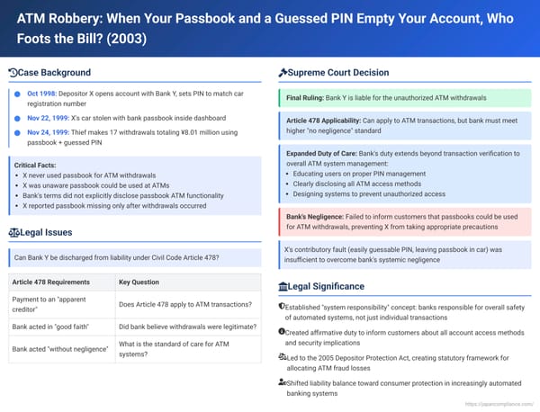 ATM Robbery: When Your Passbook and a Guessed PIN Empty Your Account, Who Foots the Bill in Japan?