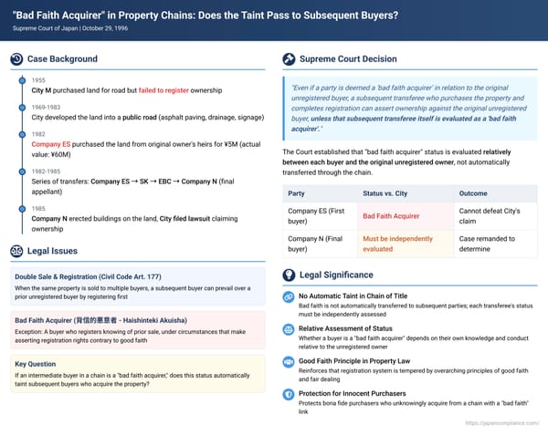 "Bad Faith Acquirer" in Property Chains: Does the Taint Pass to Subsequent Buyers?