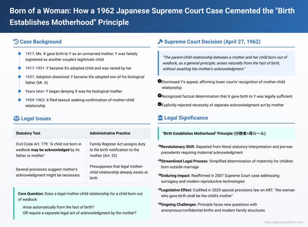 Born of a Woman: How a 1962 Japanese Supreme Court Case Cemented the "Birth Establishes Motherhood" Principle