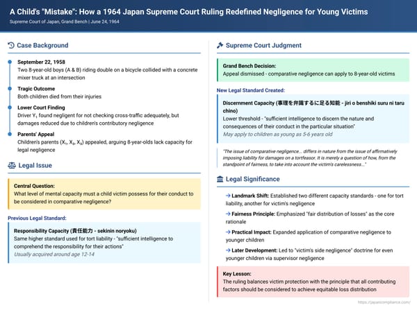 A Child's "Mistake": How a 1964 Japan Supreme Court Ruling Redefined Negligence for Young Victims