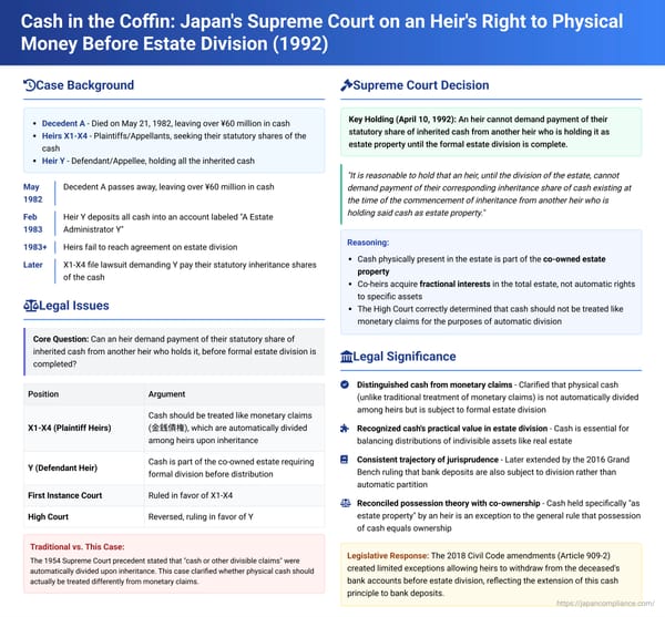 Cash in the Coffin: Japan's Supreme Court on an Heir's Right to Physical Money Before Estate Division