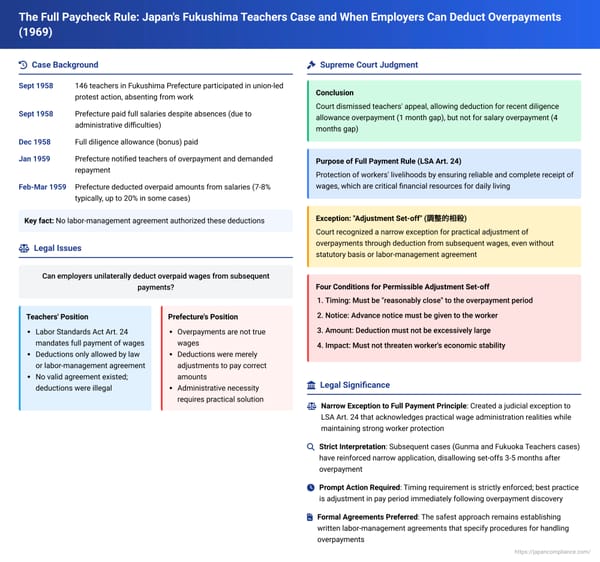 The Full Paycheck Rule: Japan's Fukushima Teachers Case and When Employers Can Deduct Overpayments