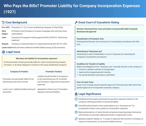 Who Pays the Bills? Promoter Liability for Company Incorporation Expenses in Early Japanese Law