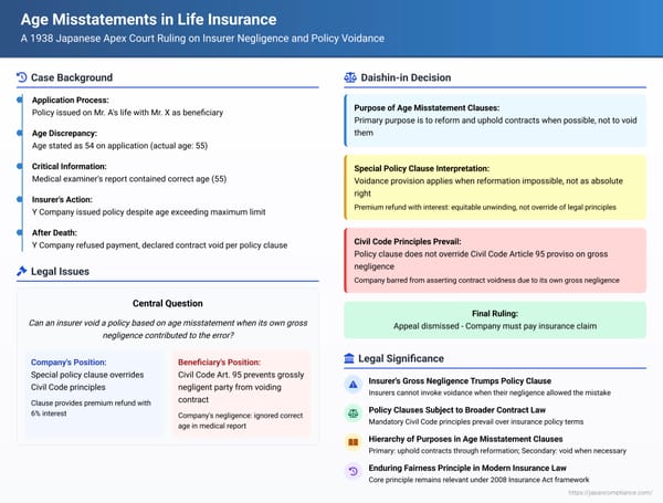 Age Misstatements in Life Insurance: A 1938 Japanese Apex Court Ruling on Insurer Negligence and Policy Voidance