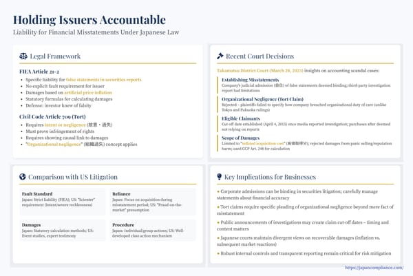 Liability for False Financial Disclosure in Japan: Investor Remedies Under FIEA & Tort Law