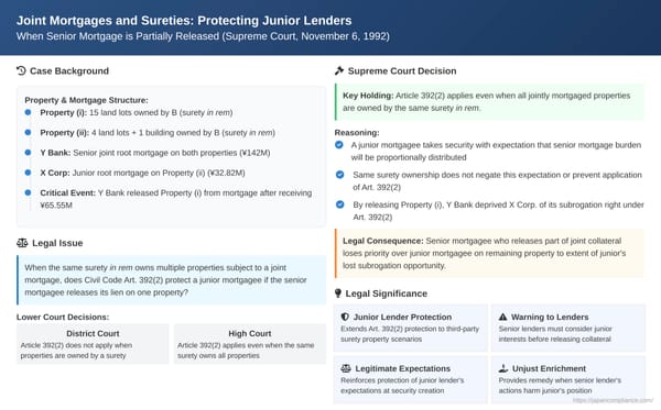 Joint Mortgages and Sureties: Protecting Junior Lenders When Senior Mortgage is Partially Released in Japan