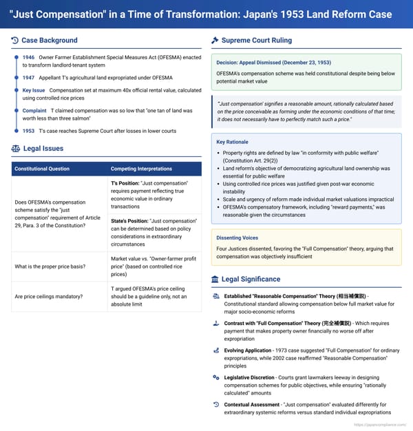 "Just Compensation" in a Time of Transformation: Japan's 1953 Land Reform Case