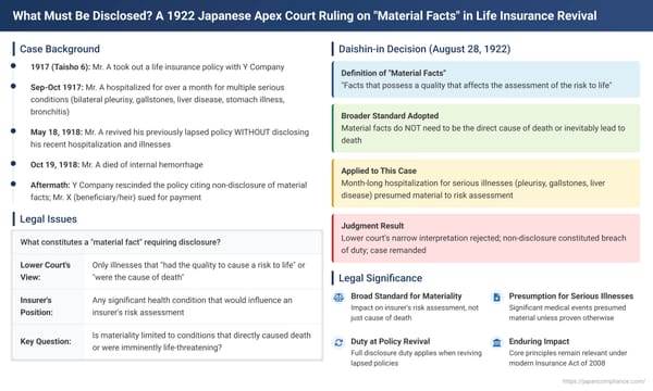 What Must Be Disclosed? A 1922 Japanese Apex Court Ruling on "Material Facts" in Life Insurance Revival