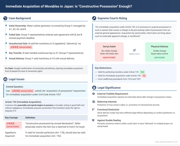 Immediate Acquisition of Movables in Japan: Is "Constructive Possession" Enough?