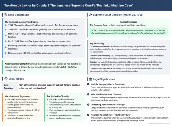 Taxation by Law or by Circular? The Japanese Supreme Court's "Pachinko Machine Case"