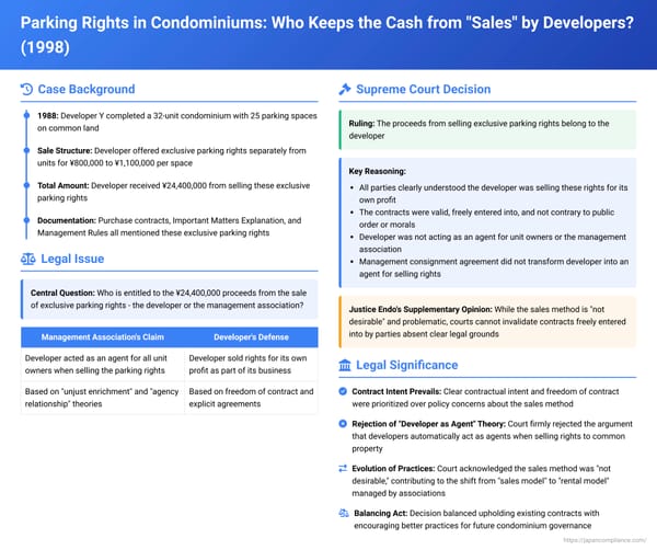 Parking Rights in Condominiums: Who Keeps the Cash from "Sales" by Developers? A 1998 Japanese Supreme Court Ruling