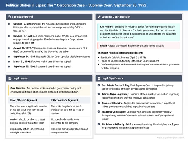 Political Strikes in Japan: The Y Corporation Case – Supreme Court, September 25, 1992