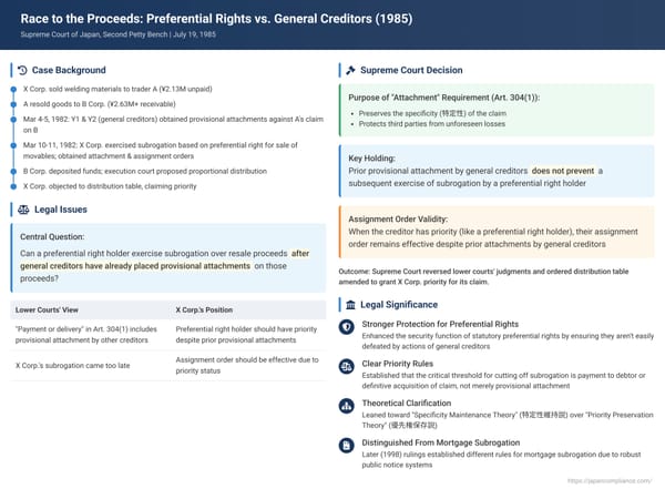 Race to the Proceeds: Preferential Rights vs. General Creditors in Japanese Supreme Court Case