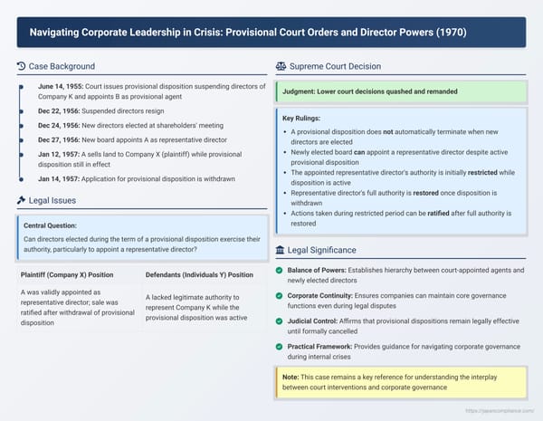 Navigating Corporate Leadership in Crisis: Provisional Court Orders and Director Powers in Japan