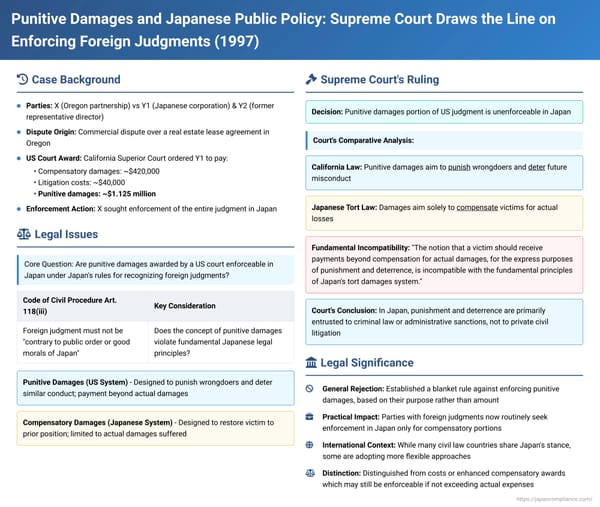 Punitive Damages and Japanese Public Policy: Supreme Court Draws the Line on Enforcing Foreign Judgments