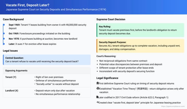 Vacate First, Deposit Later? Japanese Supreme Court on Security Deposits and Simultaneous Performance