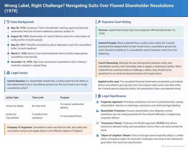 Wrong Label, Right Challenge? Navigating Suits Over Flawed Shareholder Resolutions in Japan