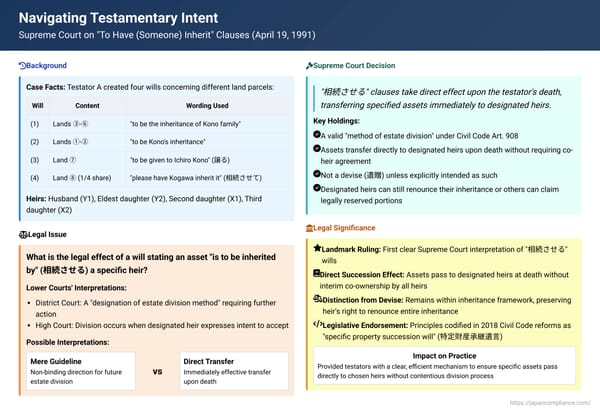 Navigating Testamentary Intent: Japanese Supreme Court on Will Revocation and "Specific Inheritance" Clauses