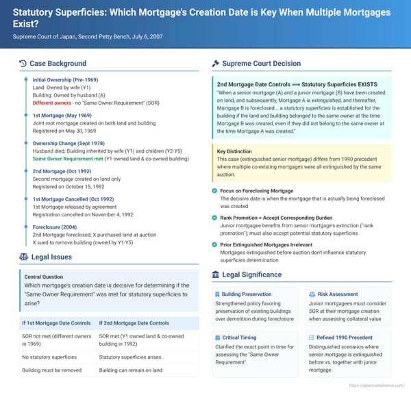 Statutory Superficies in Japan: Which Mortgage's Creation Date is Key When Multiple Mortgages Exist?