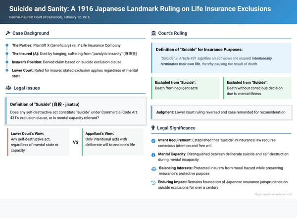Suicide and Sanity: A 1916 Japanese Landmark Ruling on Life Insurance Exclusions