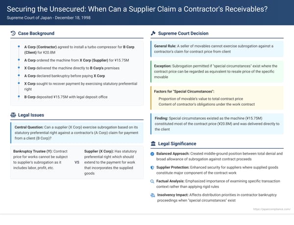 Securing the Unsecured: When Can a Supplier Claim a Contractor's Receivables in Japan?