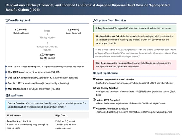 Renovations, Bankrupt Tenants, and Enriched Landlords: A Japanese Supreme Court Case on 'Appropriated Benefit' Claims