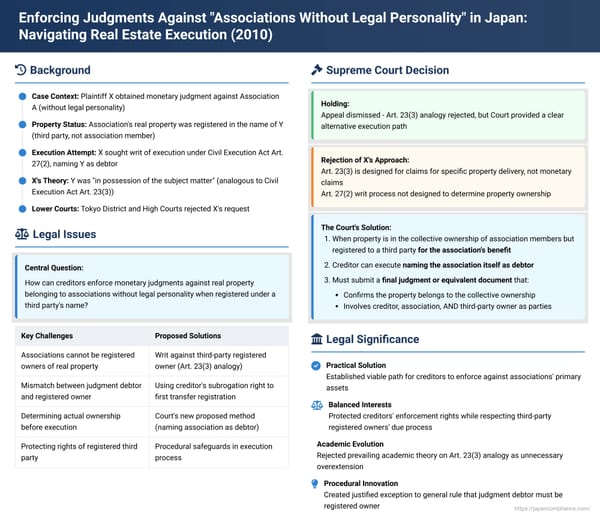 Enforcing Judgments Against "Associations Without Legal Personality" in Japan: Navigating Real Estate Execution