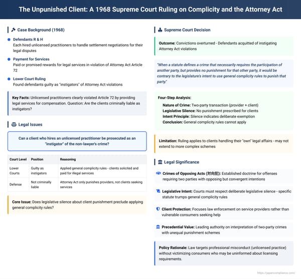 The Unpunished Client: A 1968 Supreme Court Ruling on Complicity and the Attorney Act