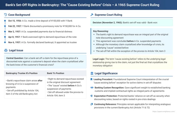 Bank's Set-Off Rights in Bankruptcy: The "Cause Existing Before" Crisis – A 1965 Japanese Supreme Court Ruling
