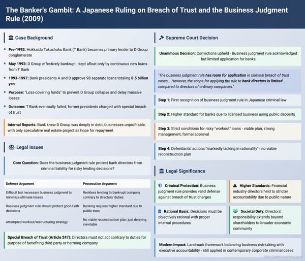 The Banker's Gambit: A Japanese Ruling on Breach of Trust and the Business Judgment Rule