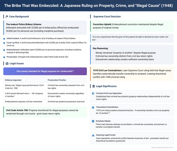 The Bribe That Was Embezzled: A Japanese Ruling on Property, Crime, and "Illegal Cause"