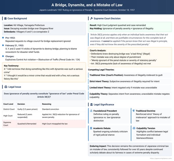 A Bridge, Dynamite, and a Mistake of Law: Japan's Landmark 1957 Ruling on Ignorance of Penalty