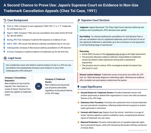 A Second Chance to Prove Use: Japan's Supreme Court on Evidence in Non-Use Trademark Cancellation Appeals (Chez Toi Case)