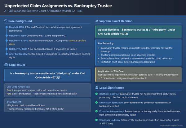 Unperfected Claim Assignments vs. Bankruptcy Trustee: A 1983 Japanese Supreme Court Affirmation