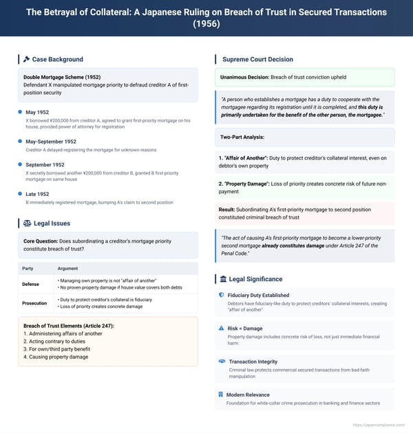 The Betrayal of Collateral: A Japanese Ruling on Breach of Trust in Secured Transactions