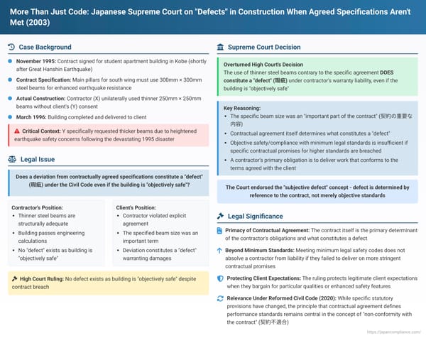 More Than Just Code: Japanese Supreme Court on "Defects" in Construction When Agreed Specifications Aren't Met