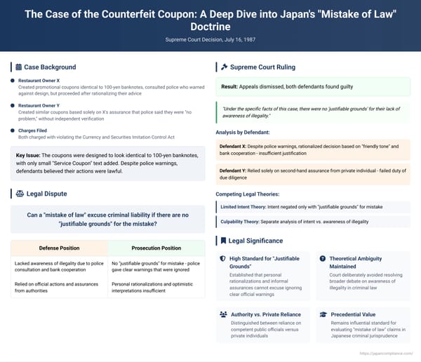 The Case of the Counterfeit Coupon: A Deep Dive into Japan's "Mistake of Law" Doctrine