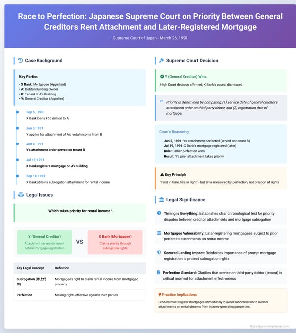 Race to Perfection: Japanese Supreme Court on Priority Between General Creditor's Rent Attachment and Later-Registered Mortgage
