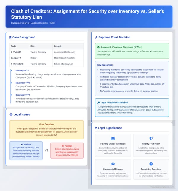 Clash of Creditors: Assignment for Security over Inventory vs. Seller's Statutory Lien in Japan