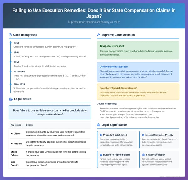 Failing to Use Execution Remedies: Does it Bar State Compensation Claims in Japan?