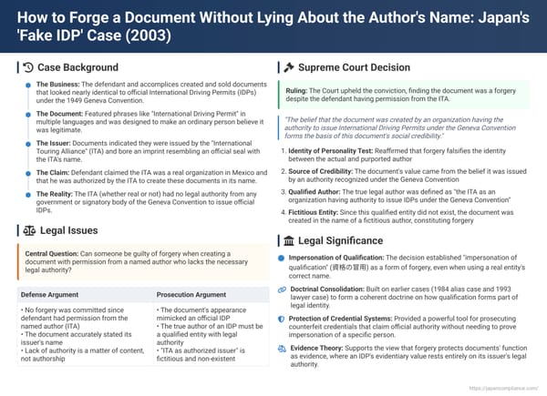 How to Forge a Document Without Lying About the Author's Name: Japan's 'Fake IDP' Case