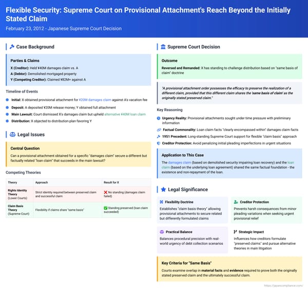 Flexible Security: Japanese Supreme Court on Provisional Attachment's Reach Beyond the Initially Stated Claim