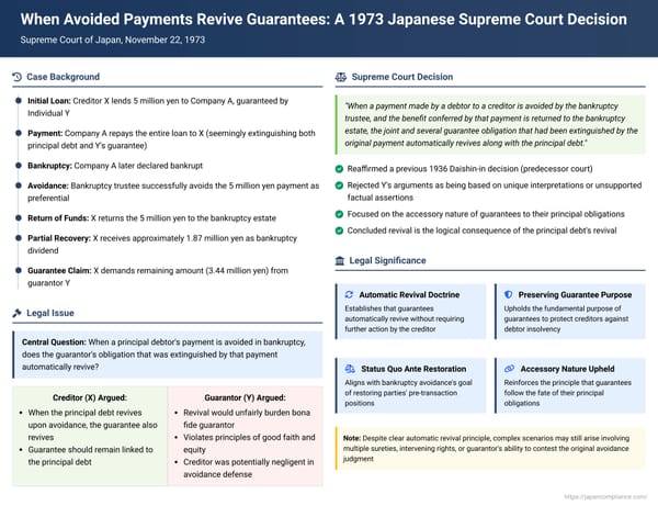 When Avoided Payments Revive Guarantees: A 1973 Japanese Supreme Court Decision