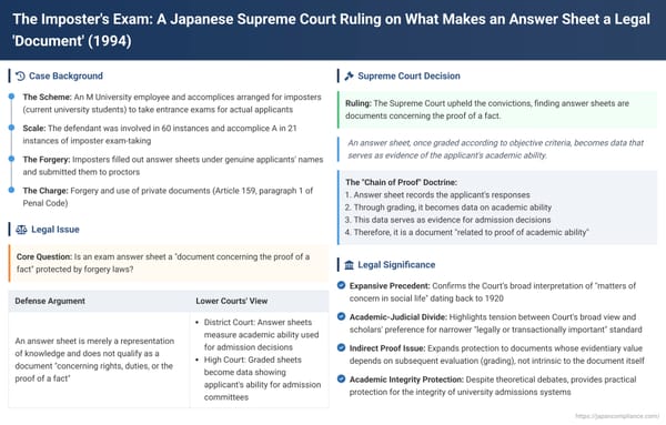 The Imposter's Exam: A Japanese Supreme Court Ruling on What Makes an Answer Sheet a Legal 'Document'
