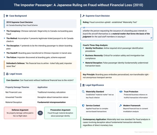 The Imposter Passenger: A Japanese Ruling on Fraud without Financial Loss