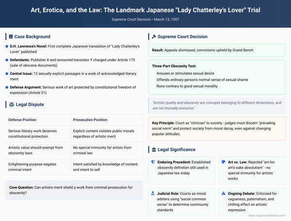 Art, Erotica, and the Law: The Landmark Japanese "Lady Chatterley's Lover" Trial