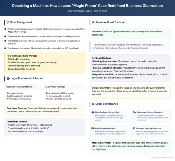 Deceiving a Machine: How Japan's 'Magic Phone' Case Redefined Business Obstruction