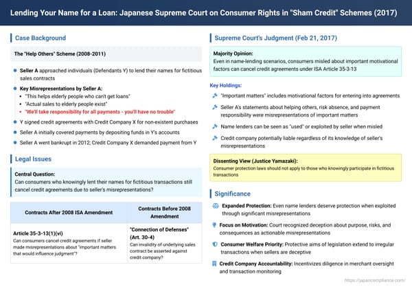 Lending Your Name for a Loan: Japanese Supreme Court on Consumer Rights in "Sham Credit" Schemes