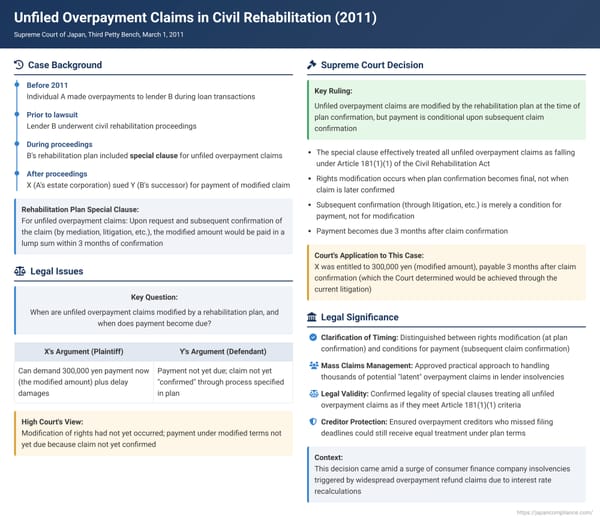 Unfiled Overpayment Claims in Civil Rehabilitation: Supreme Court Clarifies Effect of Plan and Payment Conditions